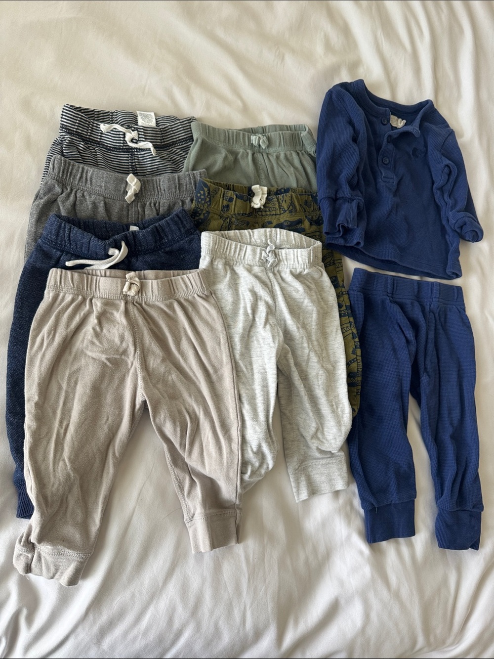 Bundle 7 Kids Pants 4Pack  9Months + 3pack 12 months+ blue outfit